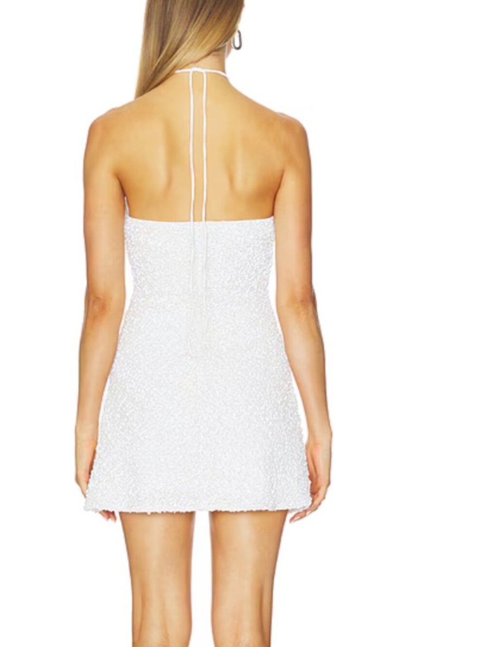 White sequin halter mini dress - Picture 2 of 3